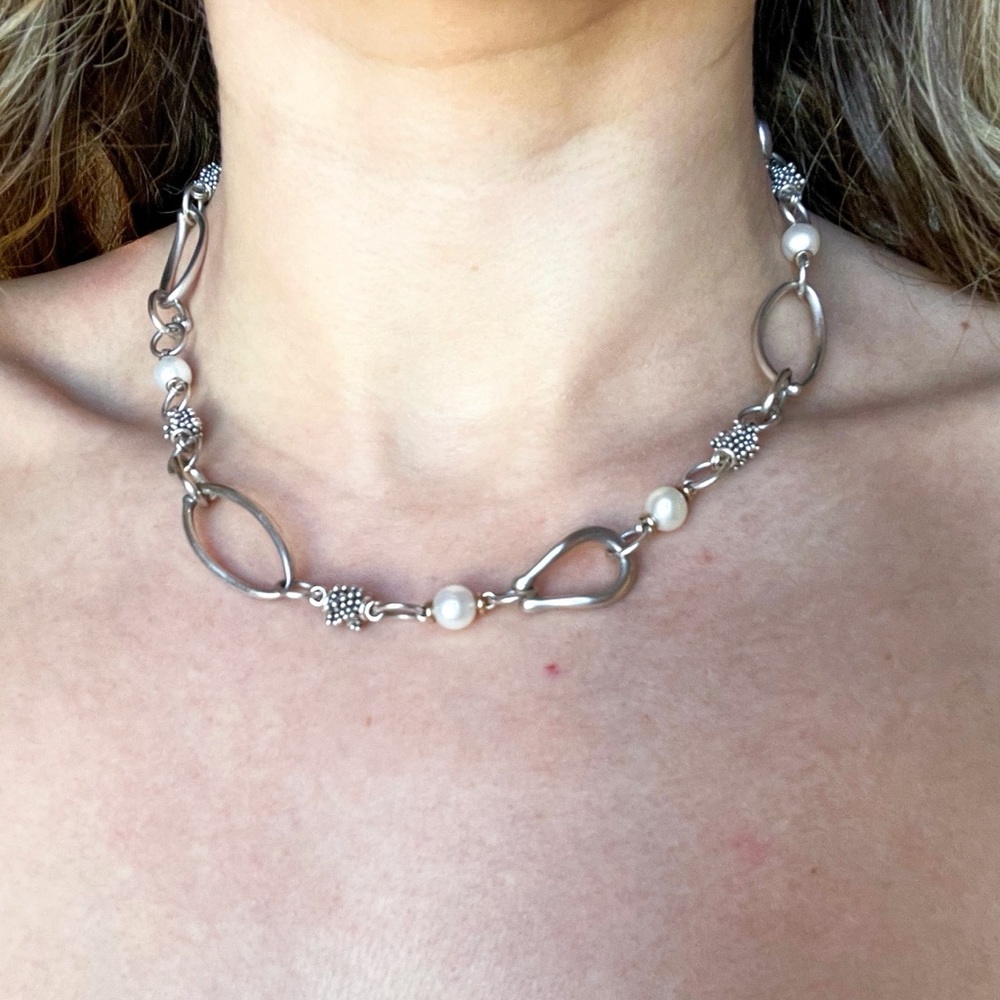 Michael Dawkins 925 and pearl 14k necklace